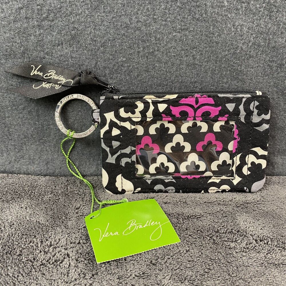 Vera Bradley Zip ID Case Canterbury Magenta Floral NWT Retired Key Chain Wallet